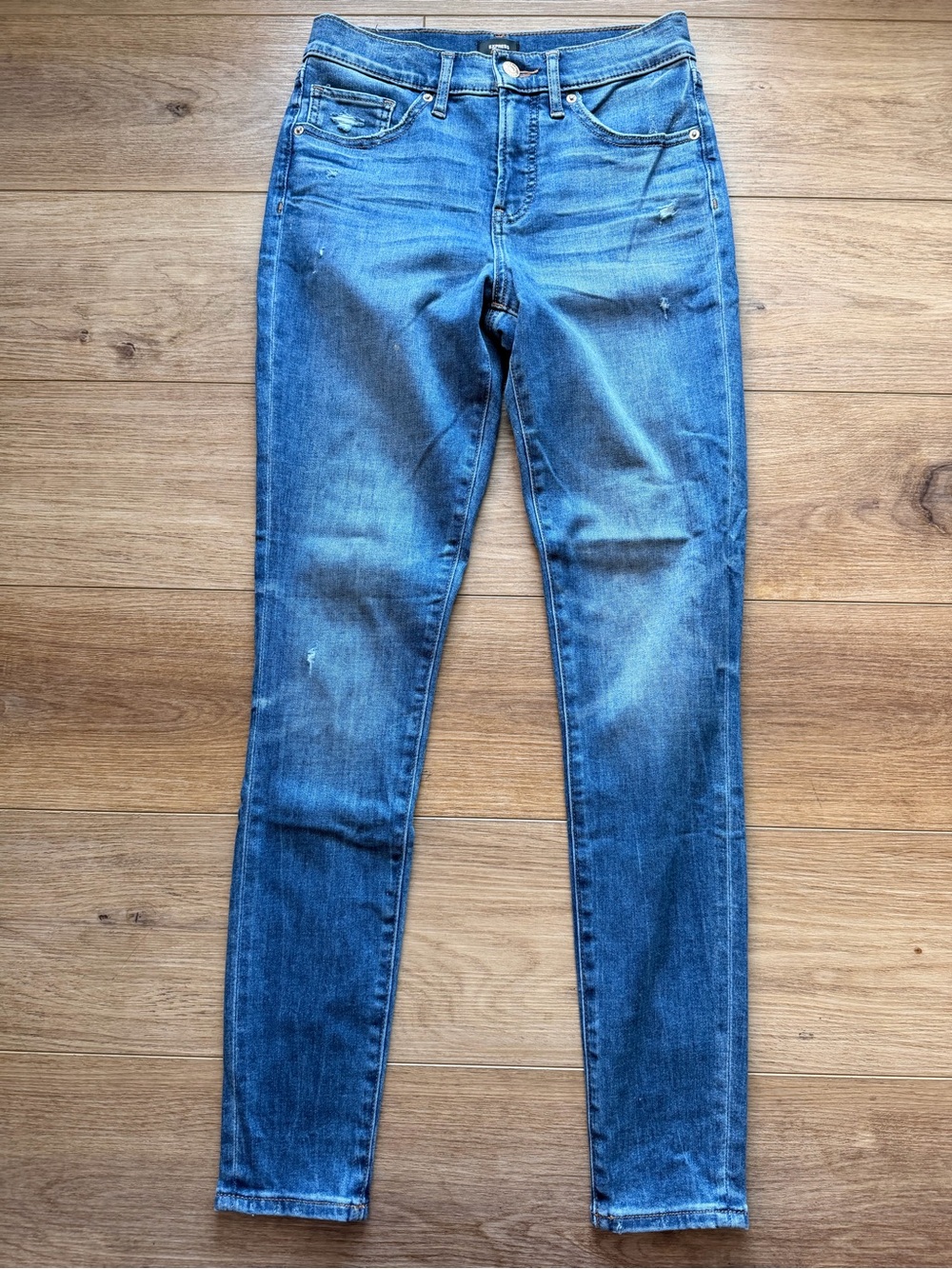 Express Skinny Jeans Mid Rise Distressed Blue
